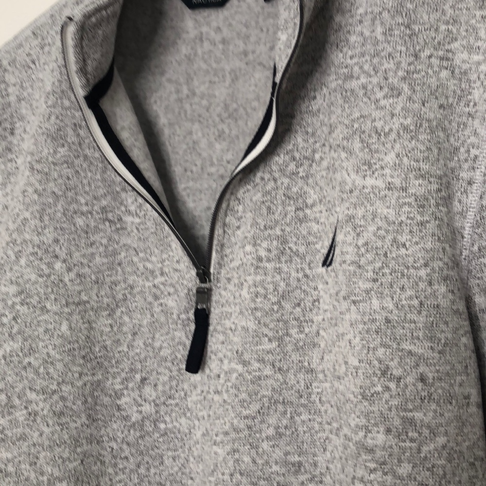 Nautica gray pullover sweater sz large quarter zip - Picture 4 of 4